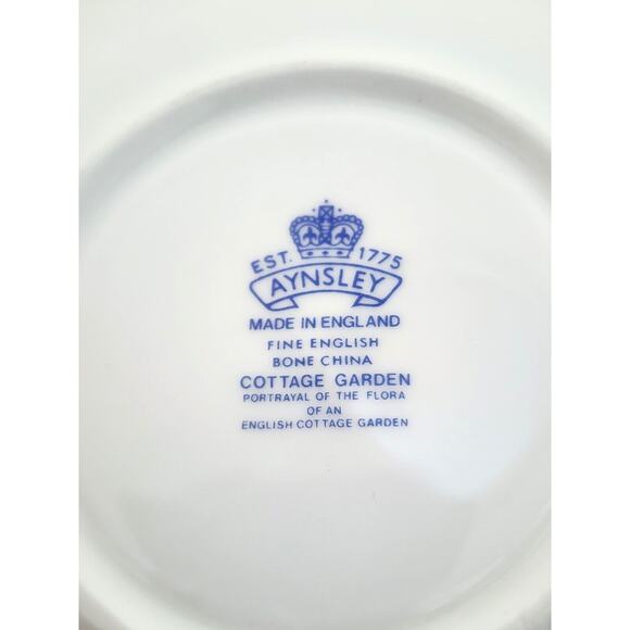 TEA CUP & SAUCER-AYNSLEY-Vintage-Cottage Garden Pattern-Fine Bone China-Flora - Picture 10 of 12